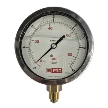 RS PRO BSP 3/8 Analogue Pressure Gauge 6bar Bottom Entry 100mm Outside Diameter - 152288 product image