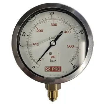 RS PRO BSP 3/8 Analogue Pressure Gauge 40bar Bottom Entry 100mm Outside Diameter - 152292 product image