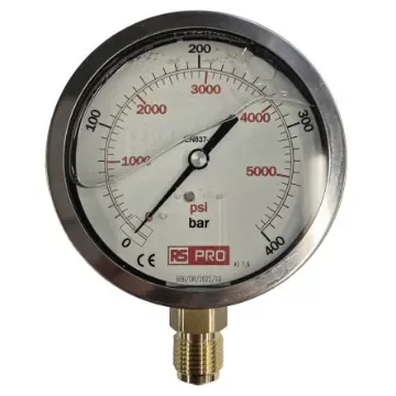 RS PRO BSP 1/2in Analogue Pressure Gauge 400bar Bottom Entry 100mm Outside Diameter - 152297 product image