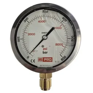 RS PRO BSP 1/2in Analogue Pressure Gauge 600bar Bottom Entry 100mm Outside Diameter - 152298 product image