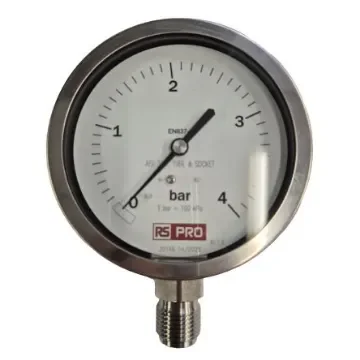 RS PRO BSP 1/2in Analogue Pressure Gauge 4bar Bottom Entry 100mm Outside Diameter - 152304 product image