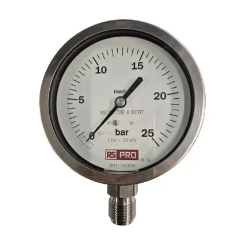 RS PRO BSP 1/2in Analogue Pressure Gauge 25bar Bottom Entry 100mm Outside Diameter - 152309 product image