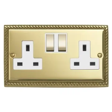 Contactum Georgian Gold 2 Gang Plug Socket, 2 Poles, 13A, Type G - British - 3356GBWM product image
