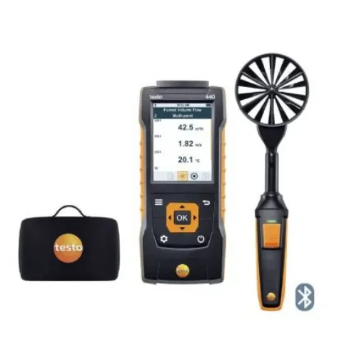 Testo 440 100 mm Vane Kit with Bluetooth NTC, TC, Vane Anemometer, 35m/s Max, Measures Air Velocity, Temperature, - 0563 4403 product image
