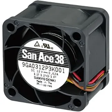 Sanyo Denki 9GA Series Axial Fan, 12 V dc, DC Operation, 34.1m³/h, 6.2W, 520mA Max, 38 x 38 x 28mm - 9GA0312P3J001 product image