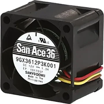 Sanyo Denki 9GX Series Axial Fan, 12 V dc, DC Operation, 24.4cfm, 15.6W, 1.3A Max, 36 x 36 x 28mm - 9GX3612P3K001 product image