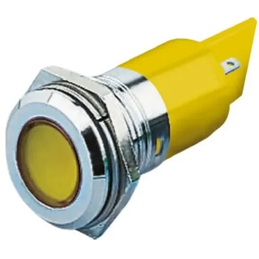 RS PRO Yellow Panel Mount Indicator, 24V ac/dc, 22mm Mounting Hole Size, Solder Tab Termination - 204855 product image