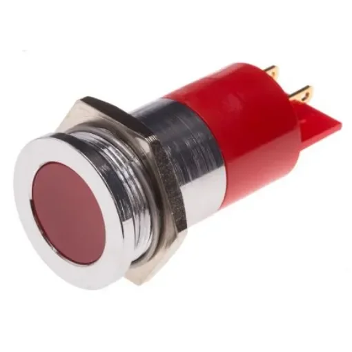 RS PRO Red Panel Mount Indicator, 24V ac/dc, 22mm Mounting Hole Size, Solder Tab Termination - 204861 product image