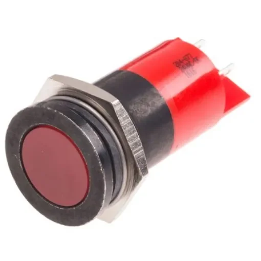 RS PRO Red Panel Mount Indicator, 24V ac/dc, 22mm Mounting Hole Size, Solder Tab Termination - 204877 product image