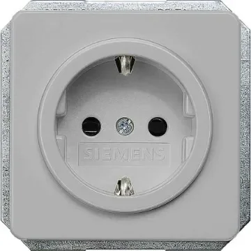 Siemens Silver 1 Gang Plug Socket, 16A, Schuko, Indoor Use - 5UB1468 product image