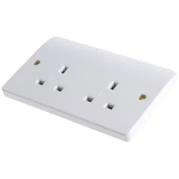 MK Electric Logic Plus White 2 Gang Plug Socket, 13A, Type G - British, Indoor Use - K781 WHI product image
