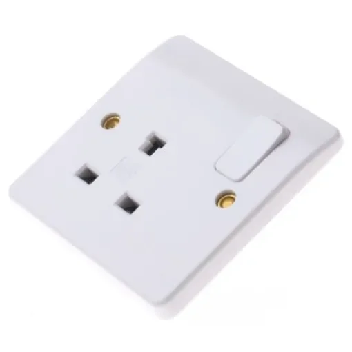 MK Electric Logic Plus White 1 Gang Plug Socket, 2 Poles, 13A, Indoor Use - K1257 WHI product image
