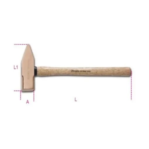 BETA Beryllium Copper Engineer's Hammer with Wood Handle, 1kg - 1370BA 1000 product image