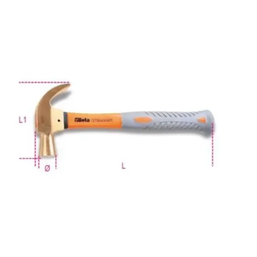 BETA Beryllium Copper Claw Hammer with Wood Handle, 680g - 1375BA/PL 680 product image