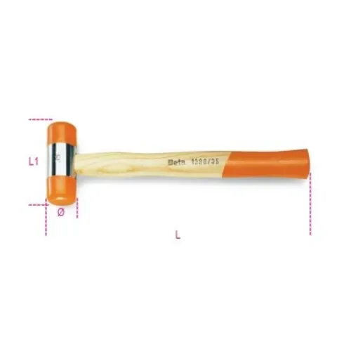 BETA Plastic Soft Face Hammer with Wood Handle, 698g - 1390 45 product image