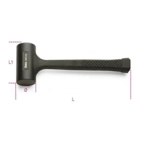 BETA Rubber Dead Blow Hammer with Rubber Handle, 1kg - 1391 55 product image