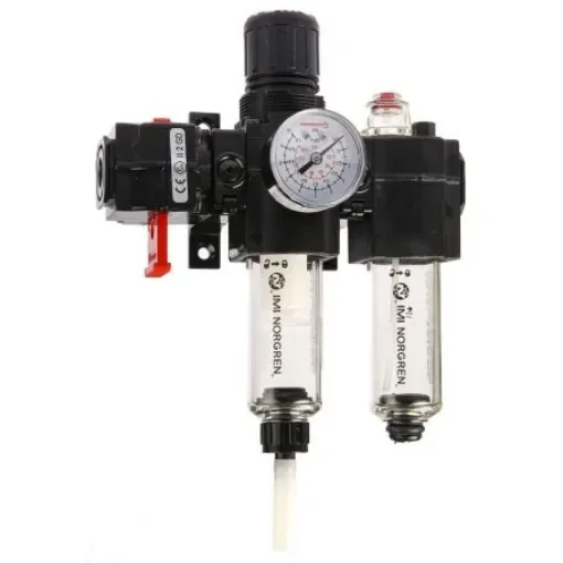 Norgren G 1/4 FRL, Automatic Drain, 40µm Filtration Size - With Pressure Gauge - BL72-201G product image
