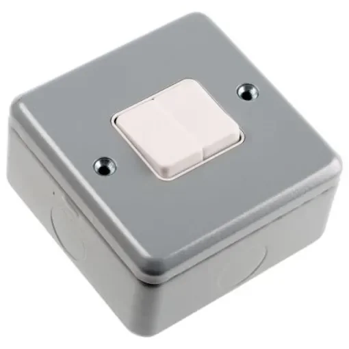 MK Electric Silver Metal Clad Switch, 2 Way, 2 Gang, Metalclad - K3592 ALM product image