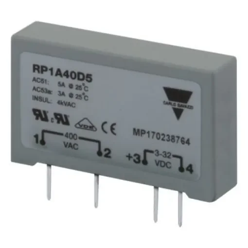 Carlo Gavazzi RP1 Series Solid State Relay, 3 A Load, PCB Mount, 230 V ac Load, 32 Vdc Control - RP1A40D3 product image