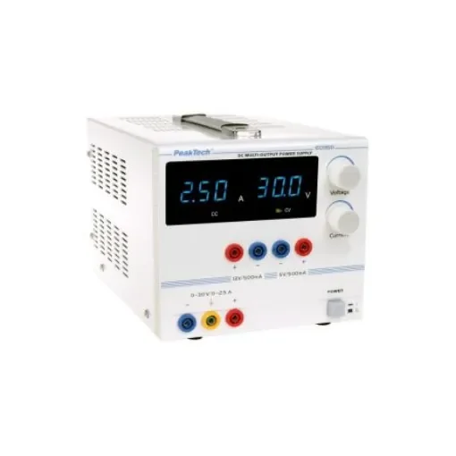 PeakTech P6035 Series Digital Laboratory Power Supply, 5 V, 12 And 32 V, 2.5A, 3-Output, 75W - P6035 D product image