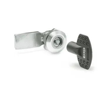 Elesa Silver Stainless Steel Locking Latch, 18mm Panel-to-Tongue, 28mm Cutout, Key Unlock - 421331 product image