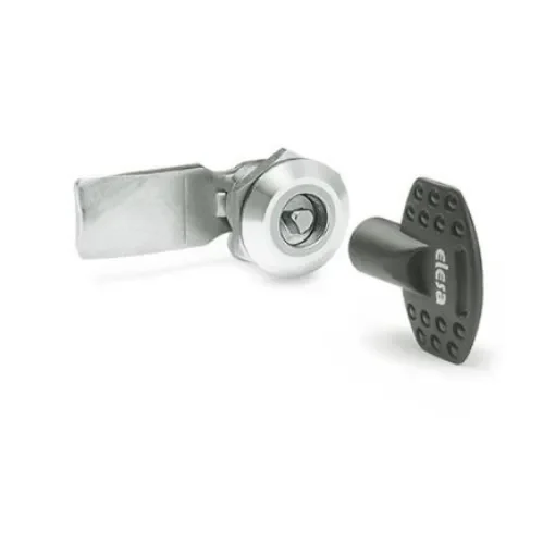 Elesa Silver Stainless Steel Locking Latch, 18mm Panel-to-Tongue, 28mm Cutout, Key Unlock - 421331 product image
