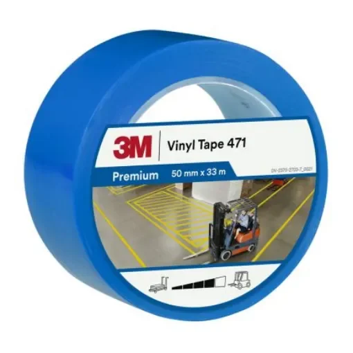 3M 7100044330 Blue PVC 33m Hazard Tape, 0.14mm Thickness "471 Vinyl Tape" - 7100260160 product image