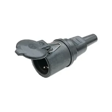 Nelco German Mains Plug & Socket, 16A Black, Cable Mount Rubber - 351/FD/GV product image