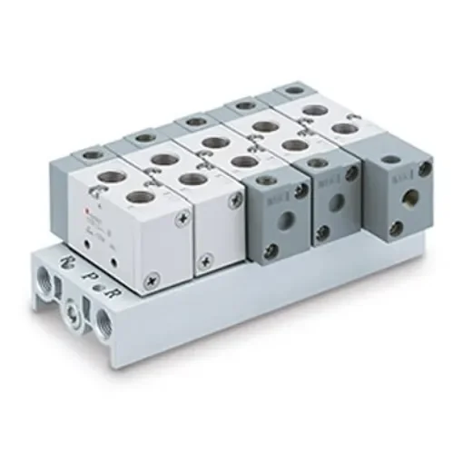 SMC VF3000 series 4 station G 1/4 Manifold Base, VV5F3-30-041-00F product image