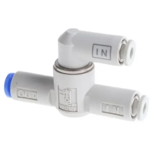 SMC VR12 Series, Pneumatic Shuttle Valve OR Logic Function 4mm Tube, Tube Connection, 1 MPa Max Operating Pressure - VR1210F-04 product image