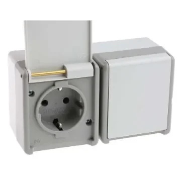 Siemens DELTA Grey 2 Gang Plug Socket, 16A, Type F - German Schuko, Outdoor Use - 5UB4722 product image
