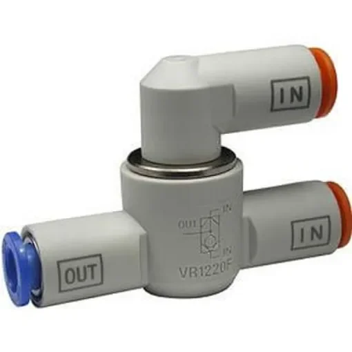 SMC VR1210F Series, Pneumatic Shuttle Valve AND Logic Function 3.2mm Tube, Tube Connection, 10 bar Max Operating - VR1210F-23 product image
