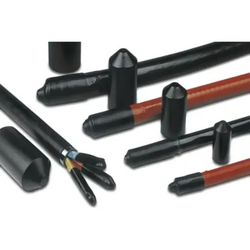 HellermannTyton End Cap Black, Polyolefin Cross Linked (POX) Adhesive Lined, 105mm - 416-16053 product image