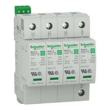 Schneider Electric 4 Phase Surge Arrester, 75kA, 1200V (Volts), Clip-On Mount - M9L17208 product image