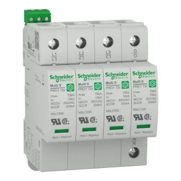 Schneider Electric 4 Phase Surge Arrester, 75kA, 3000V (Volts), Clip-On Mount - M9L57690 product image