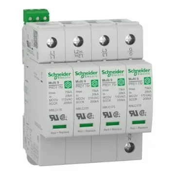 Schneider Electric 4 Phase Surge Arrester, 75kA, 1500V (Volts), Clip-On Mount - M9L17240 product image