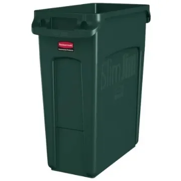 Rubbermaid Commercial Products Slim Jim 16gal Green Hinged Resin Waste Bin - 1955960 product image