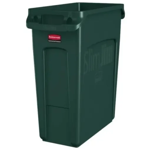 Rubbermaid Commercial Products Slim Jim 16gal Green Hinged Resin Waste Bin - 1955960 product image