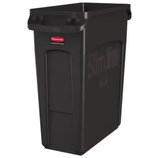 Rubbermaid Commercial Products Slim Jim 16gal Brown Hinged Resin Waste Bin - 1956181 product image