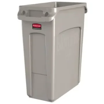 Rubbermaid Commercial Products Slim Jim 16gal Beige Hinged Resin Waste Bin - 1971259 product image