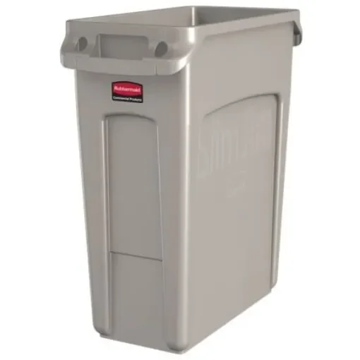 Rubbermaid Commercial Products Slim Jim 16gal Beige Hinged Resin Waste Bin - 1971259 product image