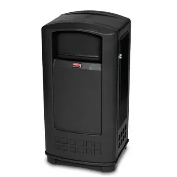 Rubbermaid Commercial Products Plaza 25gal Black Flip Waste Bin - FG9P9000BLA product image