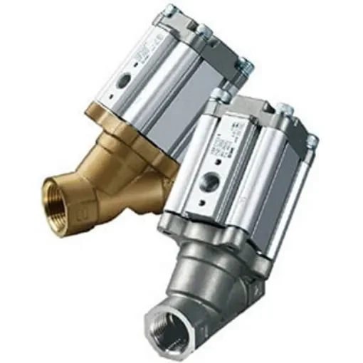 SMC Angle Seat type Pneumatic Actuated Valve, G G 3/8 to G G 3/8, 2.4 MPa - VXB215EHA product image