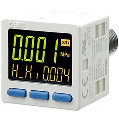 SMC PNP Open Collector 2 Outputs Pressure Switch, R 1/8 -101kPa to 0.1 bar - ZSE20CF-V-F02 product image