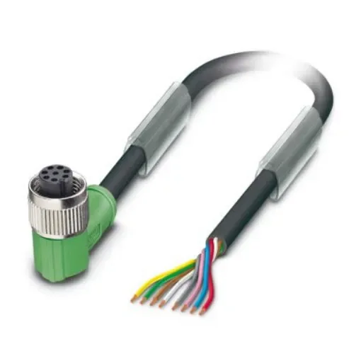 Phoenix Contact Unterminated to Right Angle Female 8 way M12 Actuator/Sensor Cable, 3m - 1415734 product image