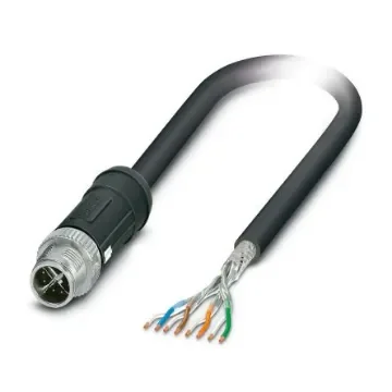 Phoenix Contact1415599, 2m Cat6a, Black M12 to Male Free Ends, Shielded Shielded, Unterminated PE-X Sheath product image
