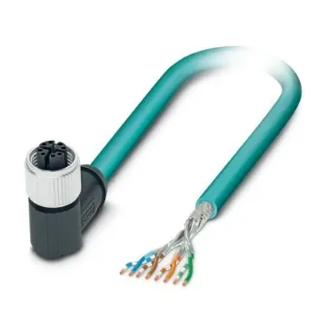 Phoenix Contact, 5m Cat6a, Light Blue M12 to Female Free Ends, Shielded Shielded, Terminated Polyurethane Sheath - 1080746 product image