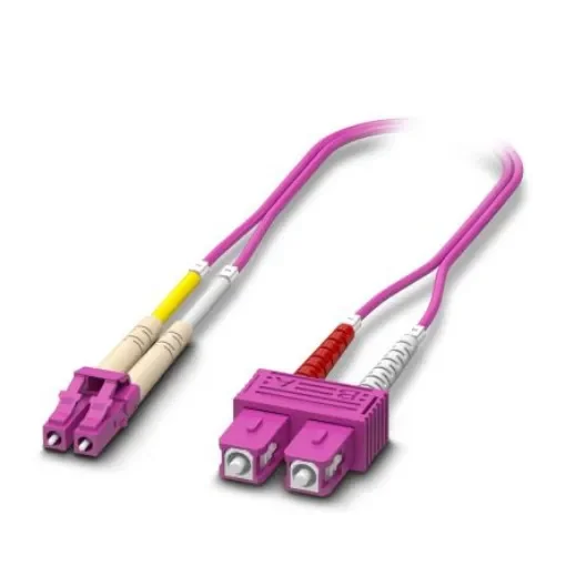 Phoenix Contact LC to SC Duplex Multi Mode OS2 Fibre Optic Cable, 50/125µm, Yellow, 1m - 1115601 product image