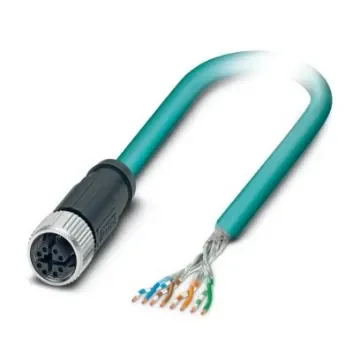Phoenix ContactNBC, 2m Cat6a, Light Blue M12 to Female Free Ends, Shielded Shielded, Terminated Polyurethane Sheath - 1080729 product image