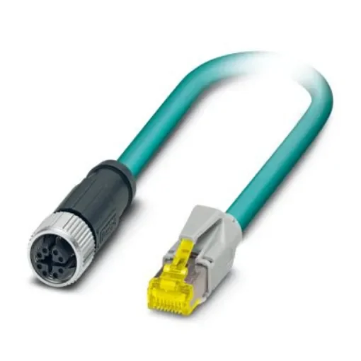 Phoenix ContactNBC, 1m Cat6a, Light Blue M12 to Female RJ45 Male, Shielded Shielded, Terminated Polyurethane Sheath - 1080737 product image